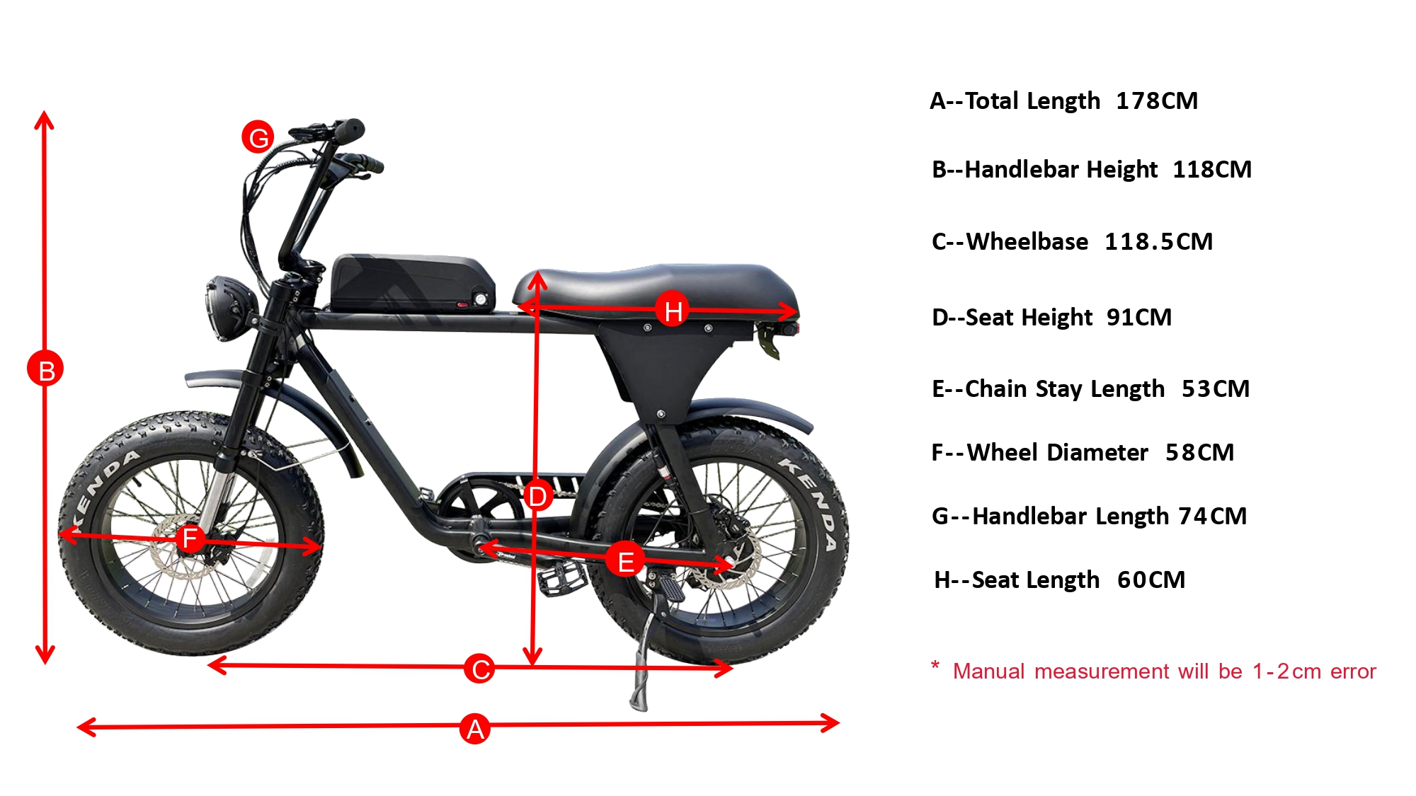 モペットスタイルの电気バイクのジオメトリ