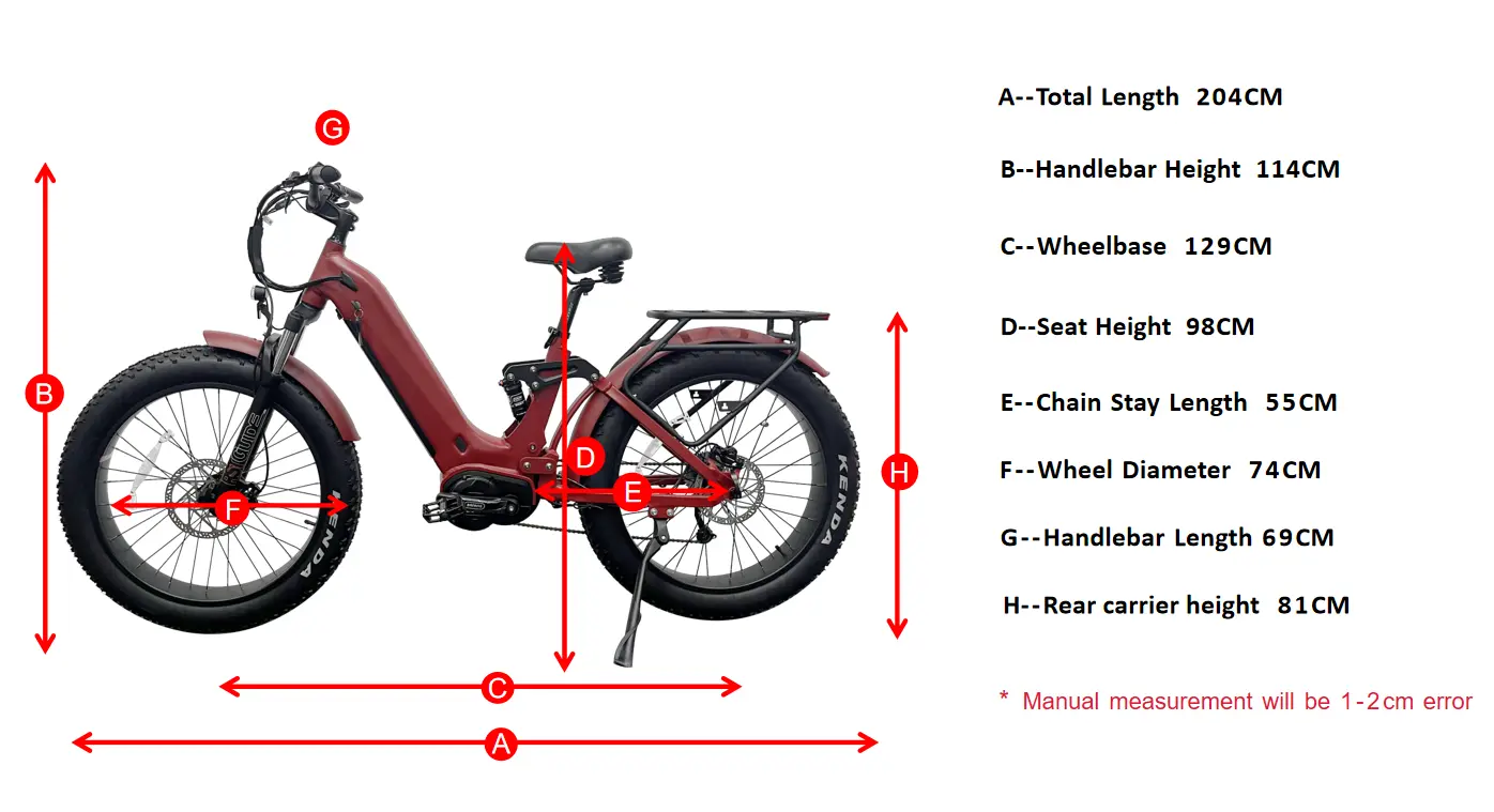 Ebikeを通るミッドドライブステップのジオメトリ